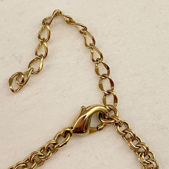 Vintage 70s Small Tiger's Eye Stones Necklace On Gold Tone Chain Links - Picture 5 of 13